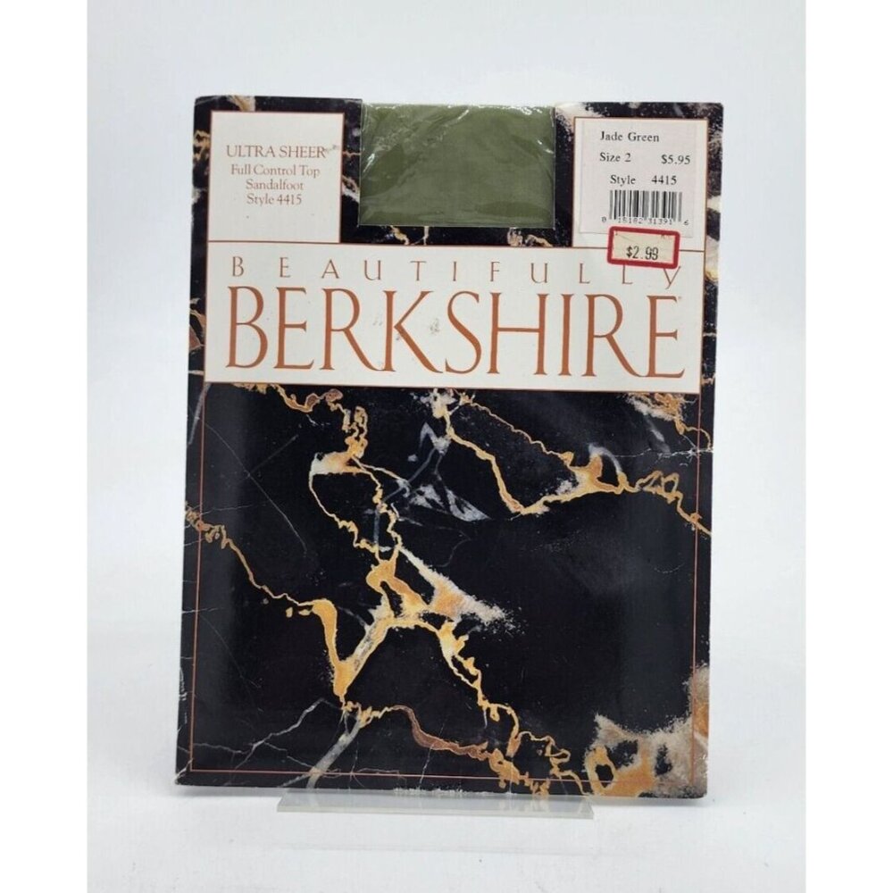 Berkshire Ultra Sheer Full Control Top Sandalfoot Pantyhose 4415 Jade Green Sz 2